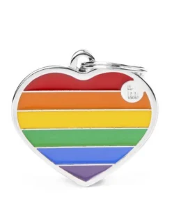 Rainbow Heart Custom Pet ID Tag