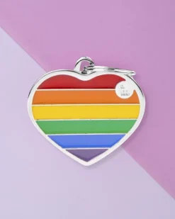 Rainbow Heart Custom Pet ID Tag