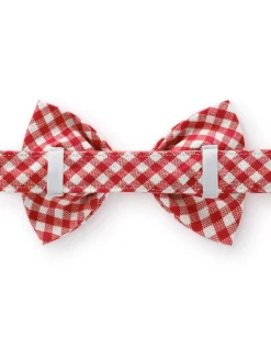 Red Gingham Dog Bow Tie