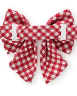 Red Gingham Lady Dog Bow