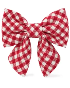 Red Gingham Lady Dog Bow