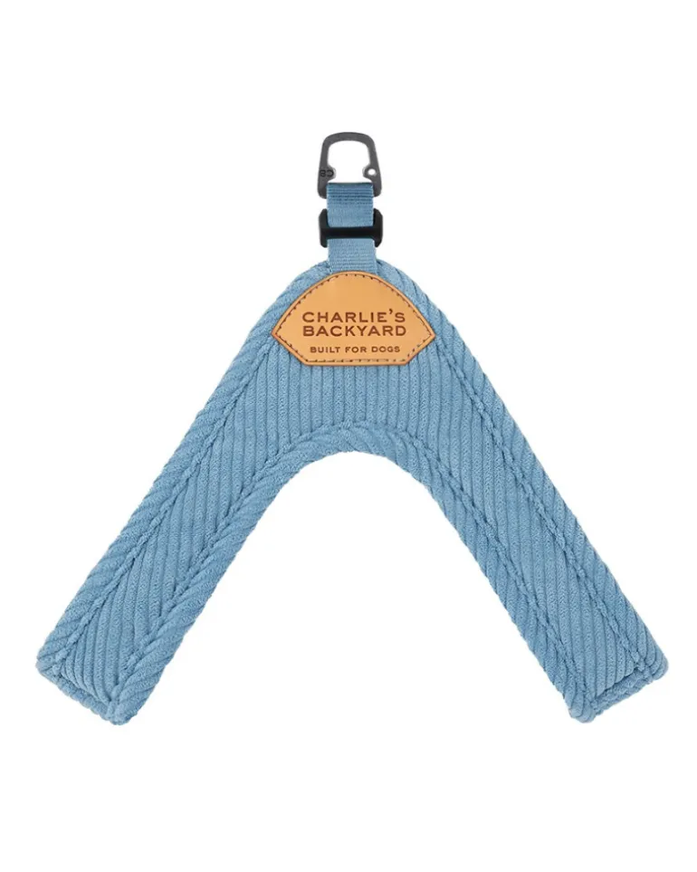 "Roy" Corduroy Buckle Up Easy Dog Harness in Baby Blue