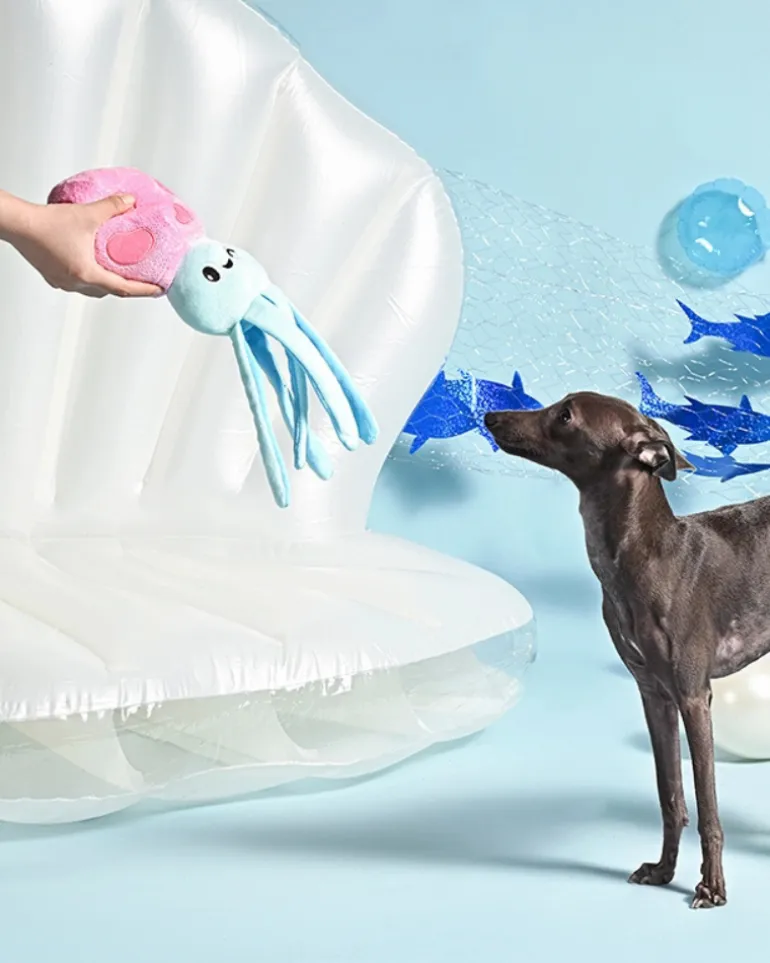 Squeaky Squid Plush Dog Toy