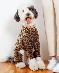 Stretch Fleece Onesie in Leopard (Made in the USA, DOG & CO. + GOLD PAW Exclusive!)