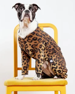 Stretch Fleece Onesie in Leopard (Made in the USA, DOG & CO. + GOLD PAW Exclusive!)