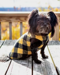 Stretch Fleece Pullover in Yellow Buffalo Plaid (Made in the USA)