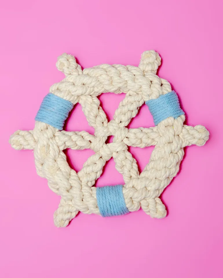 Sustainable Handmade Nautical Braided Ship Wheel Rope Toy