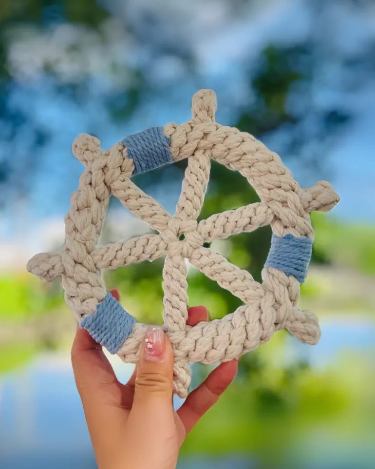 Sustainable Handmade Nautical Braided Ship Wheel Rope Toy