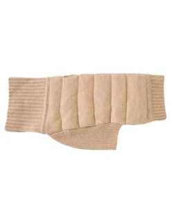 The Cashmere Puffer Dog Sweater in Tan