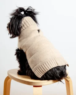 The Cashmere Puffer Dog Sweater in Tan