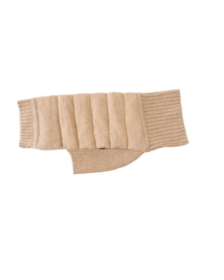 The Cashmere Puffer Dog Sweater in Tan