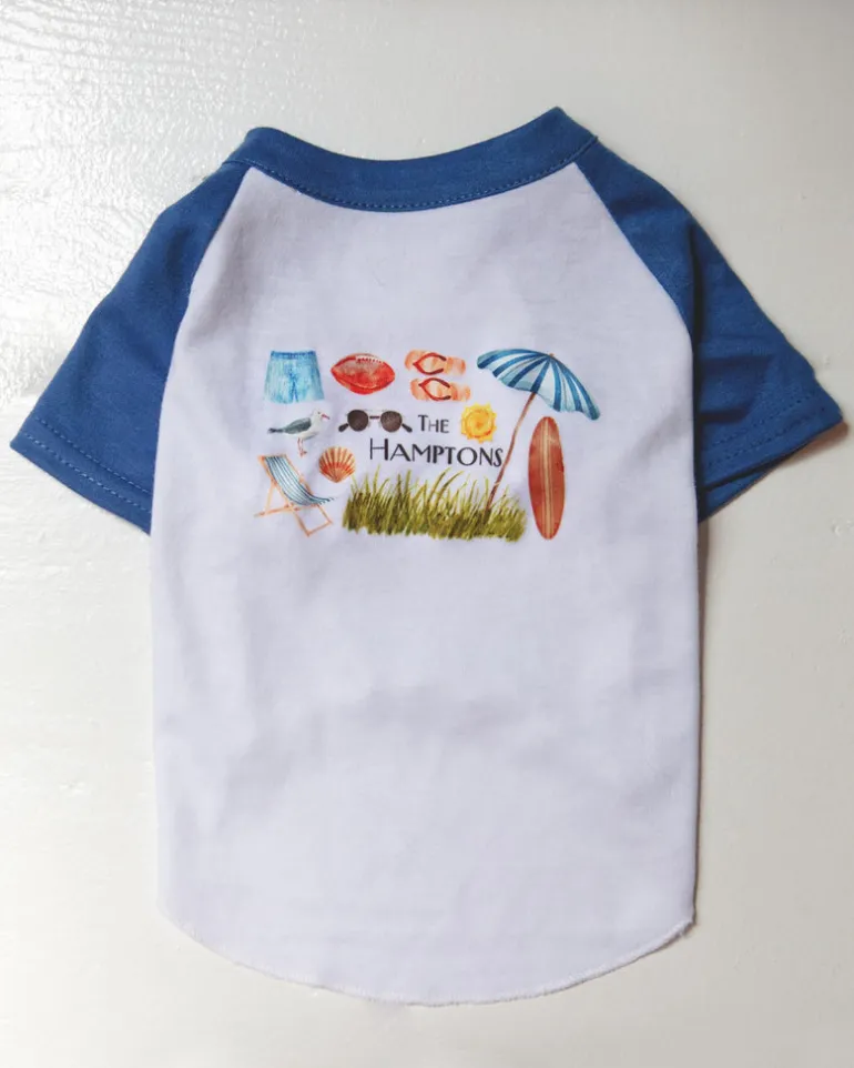 *The Hamptons* Graphic Dog T-Shirt in Surf Blue