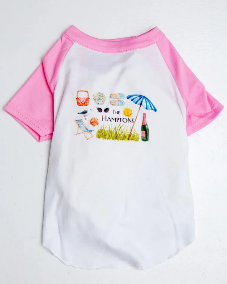 *The Hamptons* Graphic Dog T-Shirt in Rosé Pink
