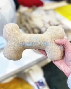 "The Hamptons" Tweed Squeaker Dog Bone Toy (Made in the USA)