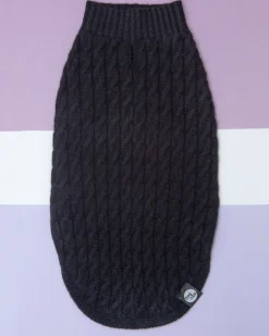 The Uptown Cable Knit Sweater in Black Cashmere (Made in NYC)