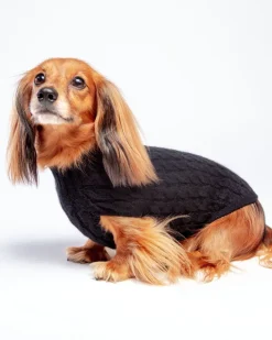 The Uptown Cable Knit Sweater in Black Cashmere (Made in NYC)