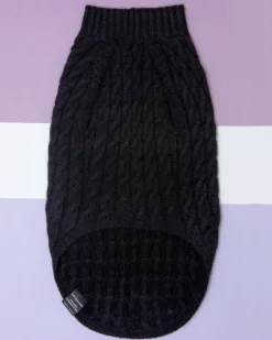 The Uptown Cable Knit Sweater in Black Cashmere (Made in NYC)