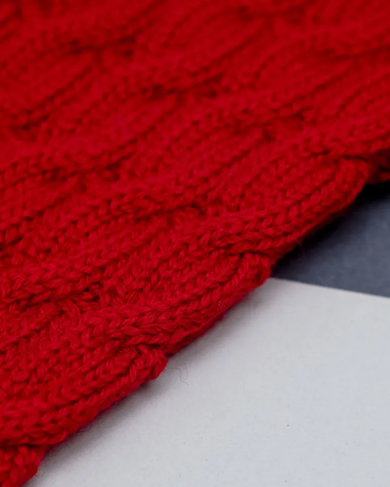 The Uptown Cable Knit Sweater in Red Cotton (Made in NYC)
