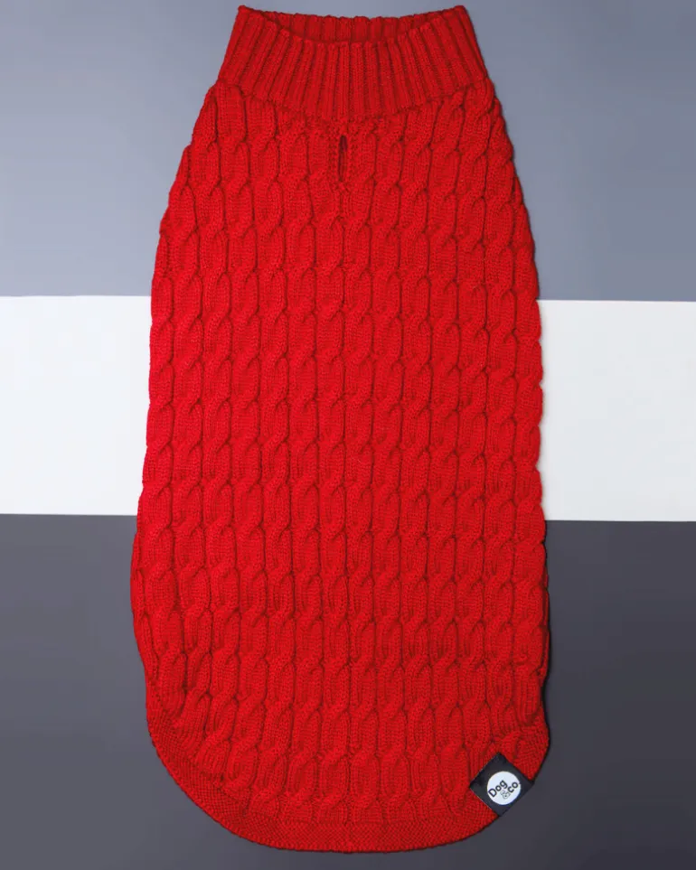 The Uptown Cable Knit Sweater in Red Cotton (Made in NYC)