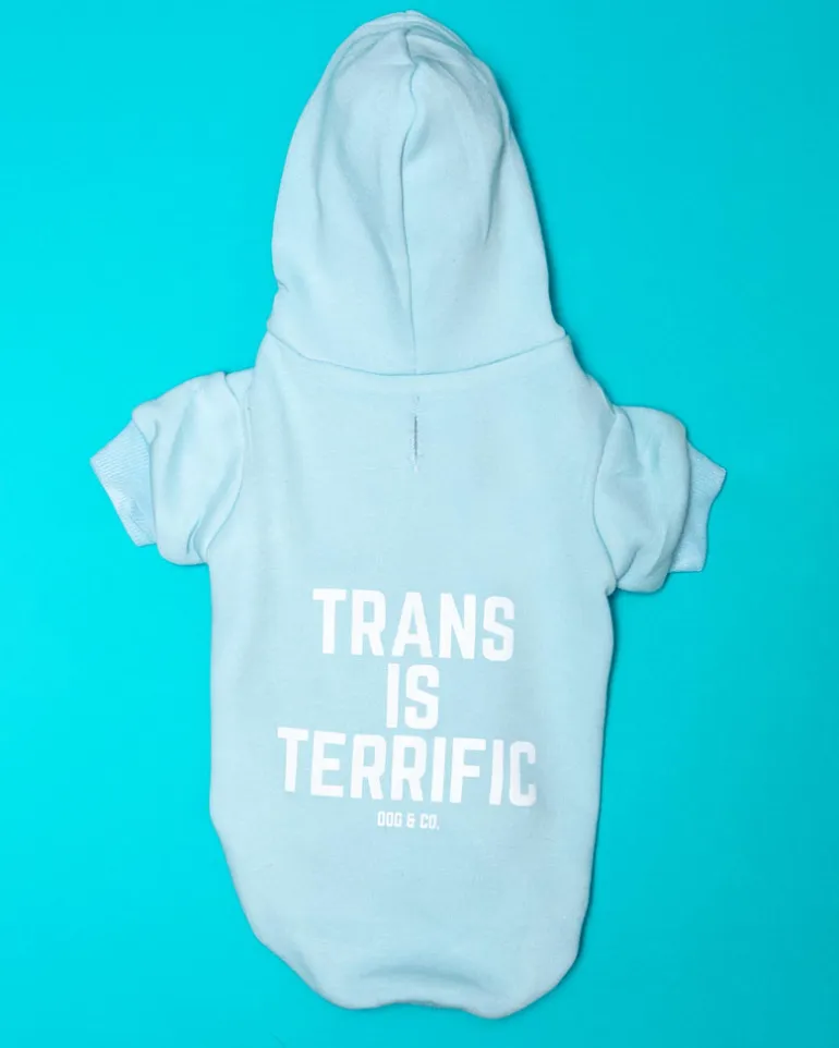 *Trans is Terrific* Graphic Dog Hoodie (Proceeds Benefit the ACLU)
