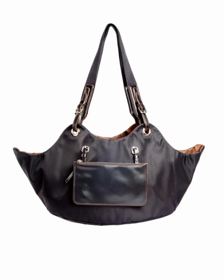 Tulip Reversible Nylon Dog Bag in Black + Chocolate (Made in Italy)