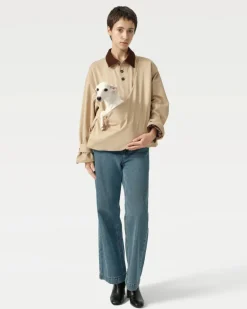 Unisex Trench Jacket with Built-In Kangaroo Pouch Dog Carrier
