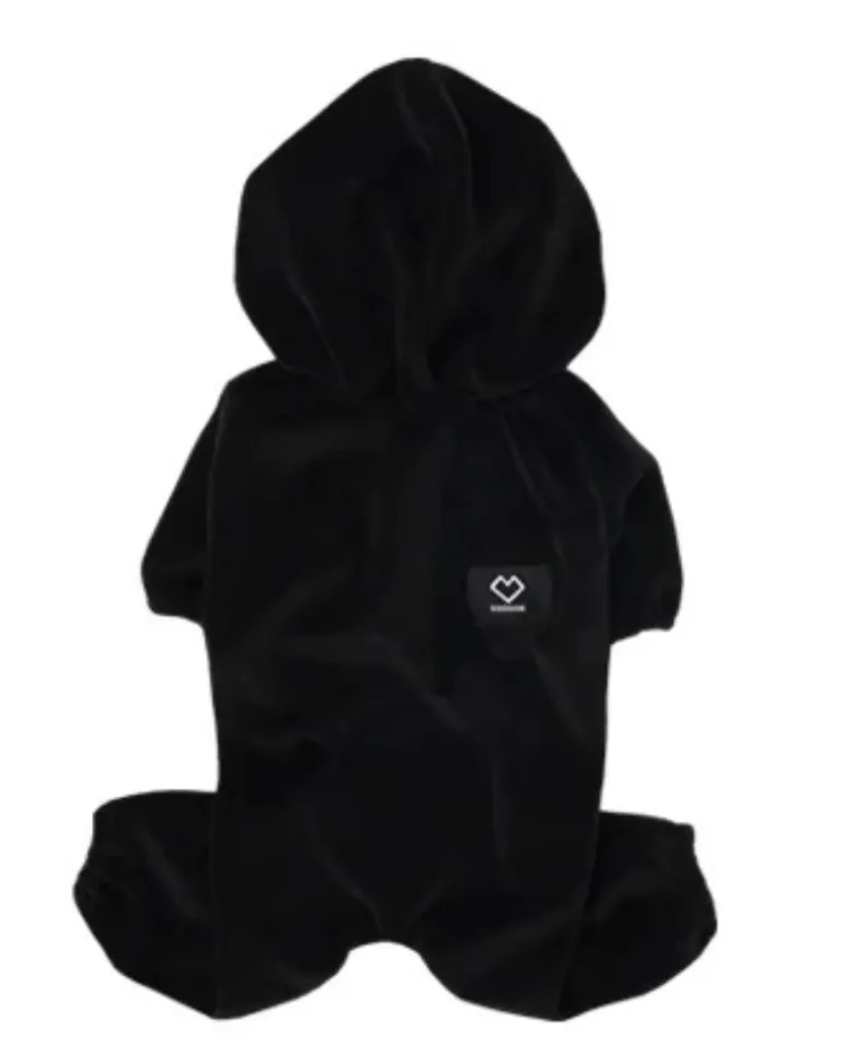 Velour Coverall Onesie for Dogs - French Bulldog Fit (in Ivory, or Black)