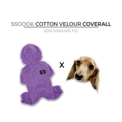 Velour Coverall Onesie for Dogs - Dachshund Fit (in Purple, Ivory, or Black)
