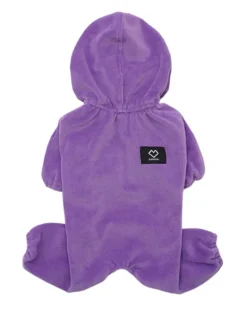 Velour Coverall Onesie for Dogs - Dachshund Fit (in Purple, Ivory, or Black)