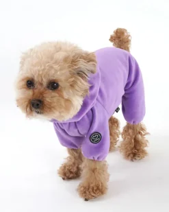 Velour Coverall Onesie for Dogs - Dachshund Fit (in Purple, Ivory, or Black)