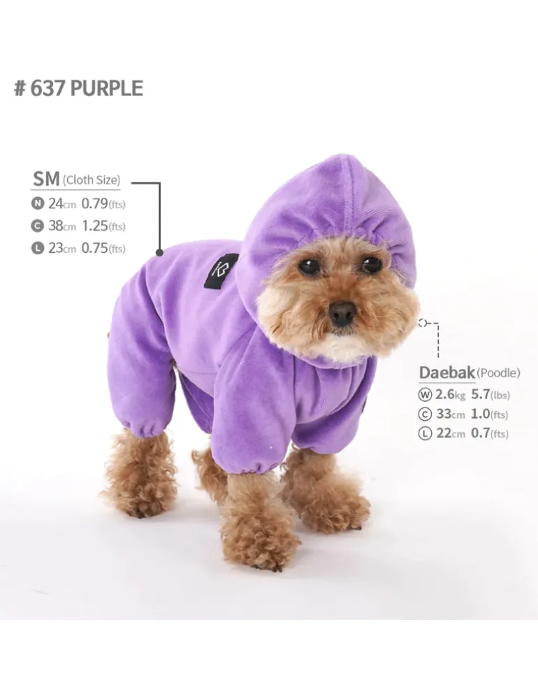 Velour Coverall Onesie for Dogs - Regular Fit (in Purple, Ivory, or Black) (FINAL SALE)