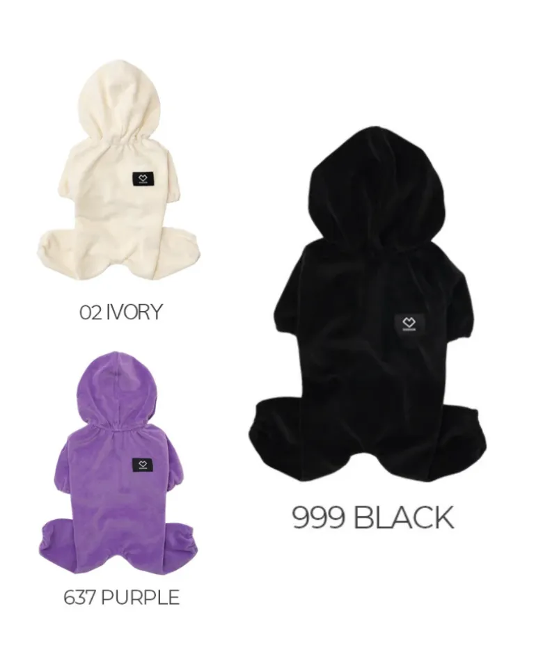 Velour Coverall Onesie for Dogs - Regular Fit (in Purple, Ivory, or Black) (FINAL SALE)