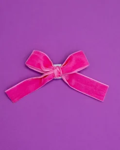 Velvet Dog Collar Bow in Zoe Pink (Made in the USA)