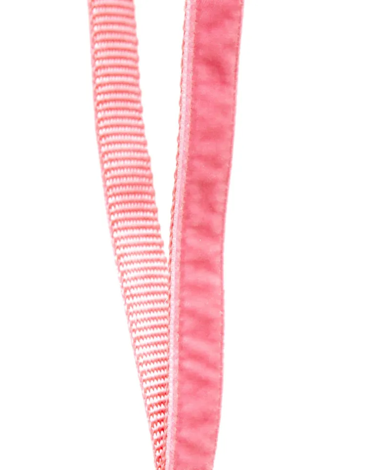 Velvet Dog Leash Primrose Pink (Made in the USA) (FINAL SALE
