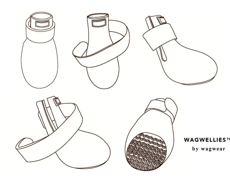 WagWellies Waterproof Dog Boots (in Green, Yellow, Pink, or Bone)