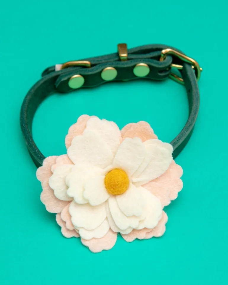 Water Lily Dog Collar Flower In Cream (Made in the USA)