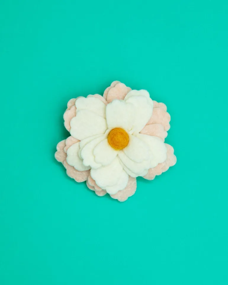 Water Lily Dog Collar Flower In Cream (Made in the USA)