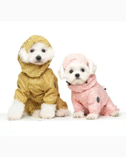 Waterproof Check Rain Coverall for Dogs
