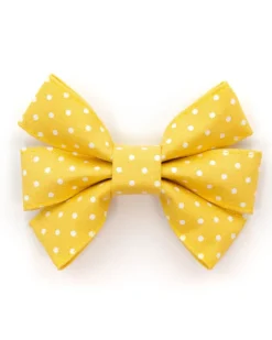 Yellow Polka Dot Girly Dog Bow